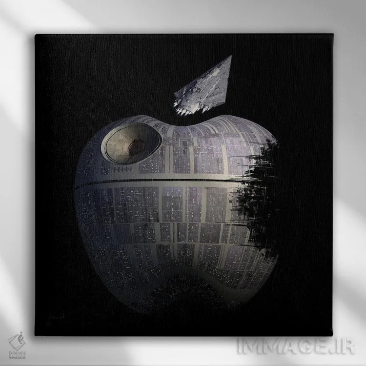 تابلو سیب ستاره مرگ (الهام از جنگ ستارگان) اثر آندریا گاتی - نمای روبهرو روی دیوار