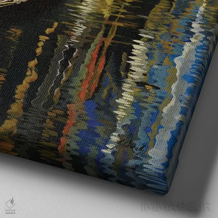 تابلو گوندولا بر روی کانال اثر گویدو بورلی - نمای نزدیک بافت بوم