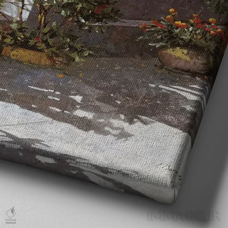 تابلو تراس در پوزیتانو اثر گویدو بورلی - نمای نزدیک بافت بوم