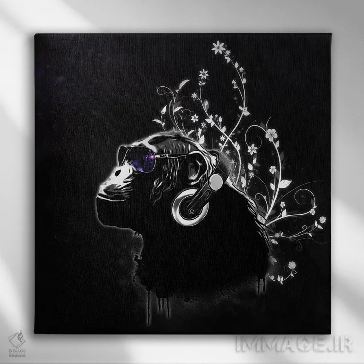 تابلو سکندری خوردن میمون اثر نیکلاس گوستافسون - نمای روبهرو روی دیوار