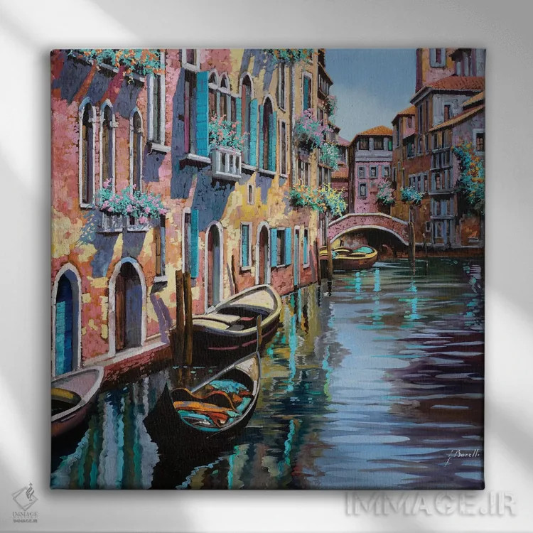 تابلو ونیز صورتی اثر گویدو بورلی - نمای روبهرو روی دیوار