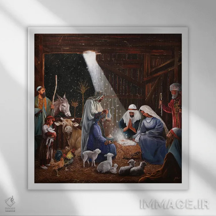 تابلو تولد در نظم اثر گویدو بورلی - نمای قابدار سفید