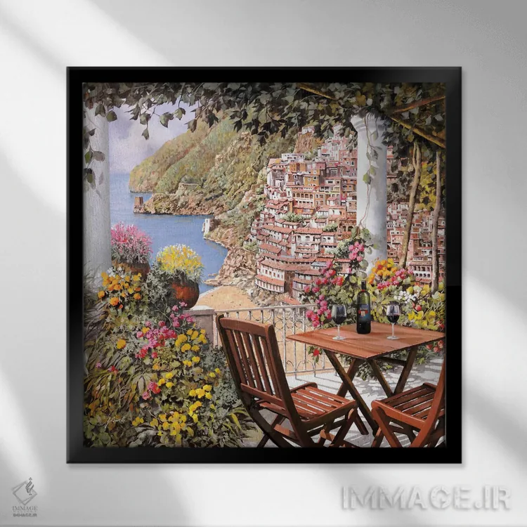 تابلو دو لیوان در پوزیتانو اثر گویدو بورلی - نمای قابدار مشکی