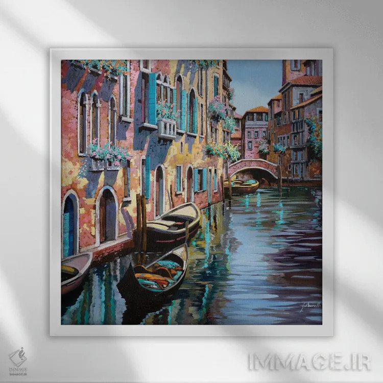 تابلو ونیز صورتی اثر گویدو بورلی - نمای قابدار سفید