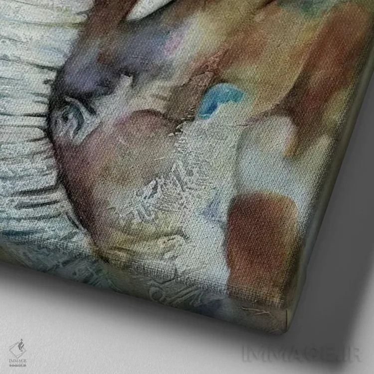 تابلو فیلها (اسپانیایی) اثر گابریلا ویارریل - نمای نزدیک بافت بوم