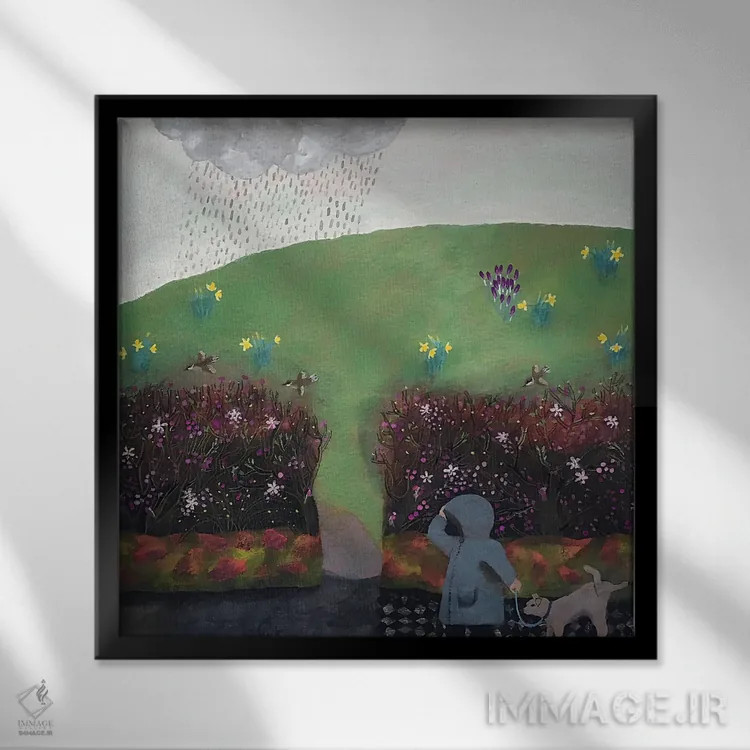 تابلو بهار در آپر نوروود (محلهای در لندن) اثر گرتی یانگ - نمای قابدار مشکی