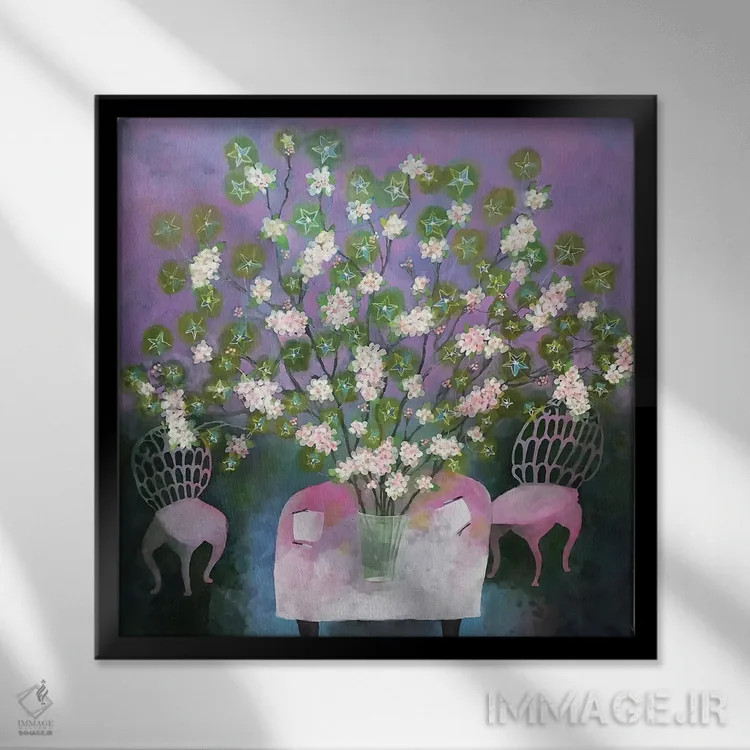 تابلو کلوپ شام در باغ گیاهشناسی اثر گرتی یانگ - نمای قابدار مشکی