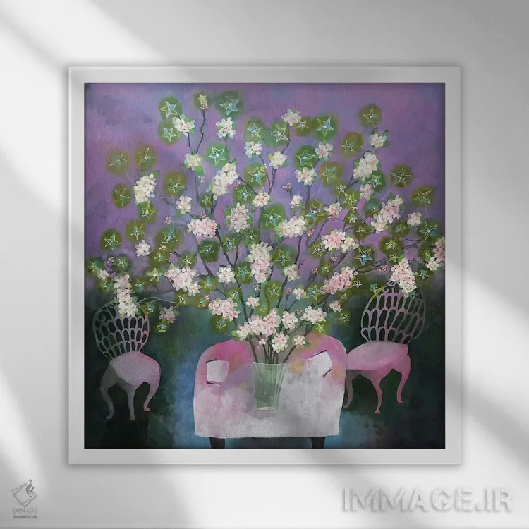 تابلو کلوپ شام در باغ گیاهشناسی اثر گرتی یانگ - نمای قابدار سفید