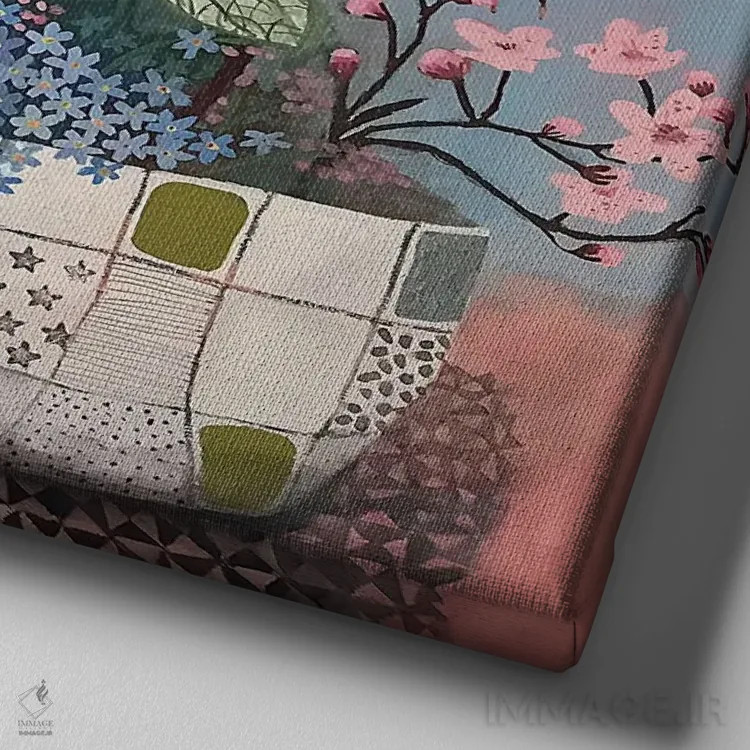 تابلو زنبورهای عسل از گلهای بهاری استقبال میکنند اثر گرتی یانگ - نمای نزدیک بافت بوم