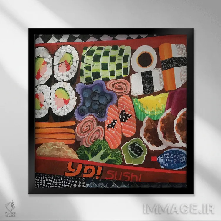 تابلو جعبه بنتو (غذای ژاپنی) اثر گرتی یانگ - نمای قابدار مشکی