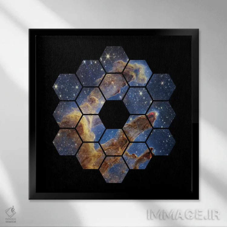 تابلو ستونهای آفرینش (تلسکوپ جیمز وب) اثر گت یور نرد آن (برند خلاقانه) - نمای قابدار مشکی