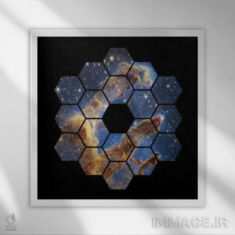 تابلو ستونهای آفرینش (تلسکوپ جیمز وب) اثر گت یور نرد آن (برند خلاقانه) - نمای قابدار سفید