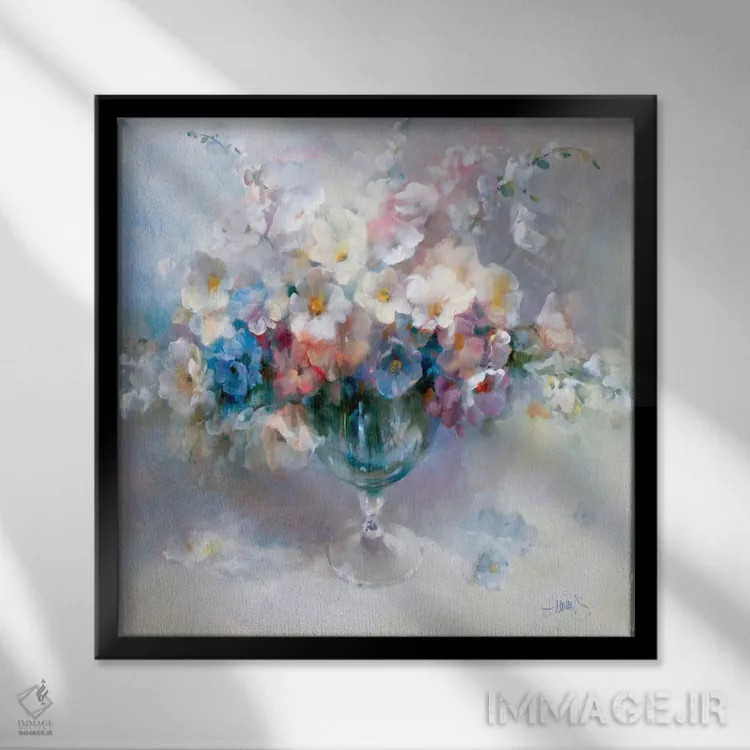 تابلو گلهای کریستالی اثر ویلم هنراتس - نمای قابدار مشکی