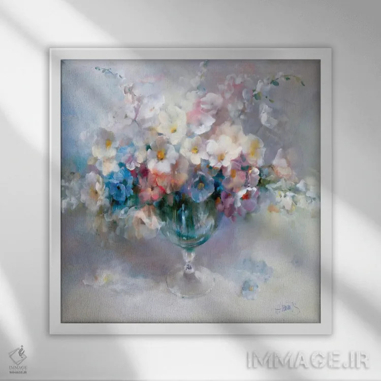 تابلو گلهای کریستالی اثر ویلم هنراتس - نمای قابدار سفید