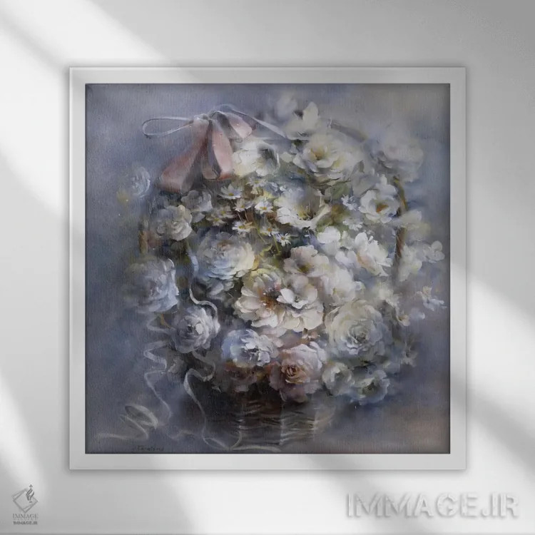 تابلو ادای احترام گلها اثر ویلم هنراتس - نمای قابدار سفید