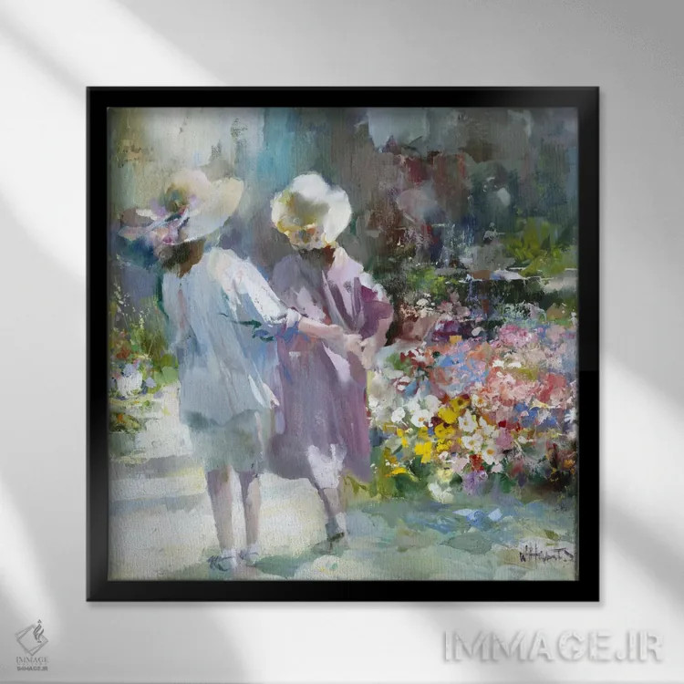 تابلو دخترها اثر ویلم هنراتس - نمای قابدار مشکی