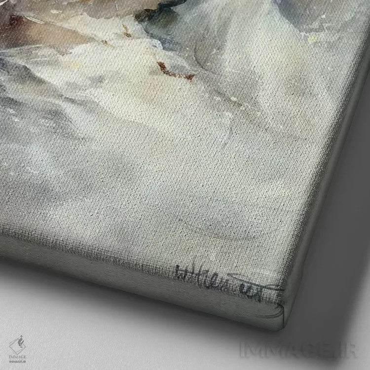 تابلو صحنهای در آب اثر ویلم هنراتس - نمای نزدیک بافت بوم