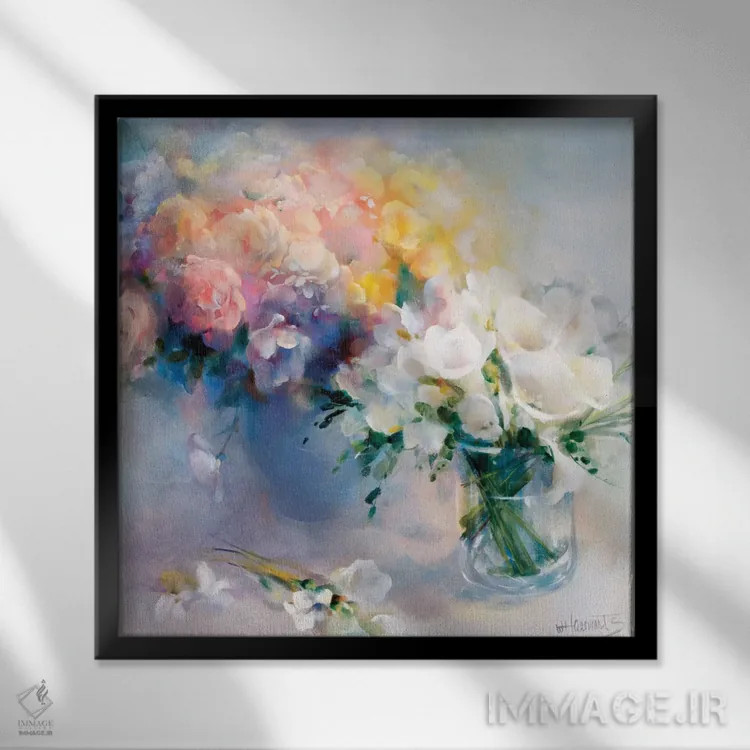 تابلو قافیه گلها اثر ویلم هنراتس - نمای قابدار مشکی