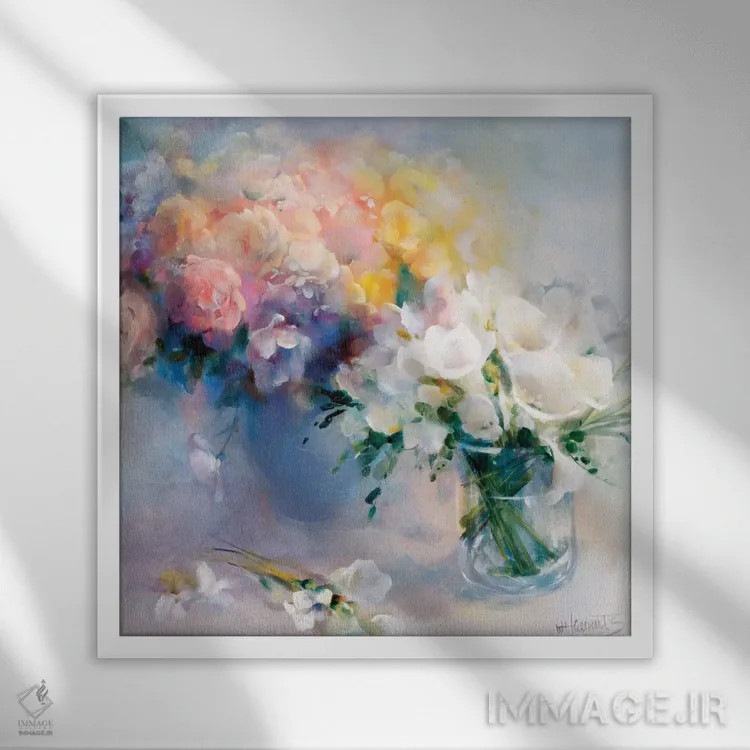 تابلو قافیه گلها اثر ویلم هنراتس - نمای قابدار سفید