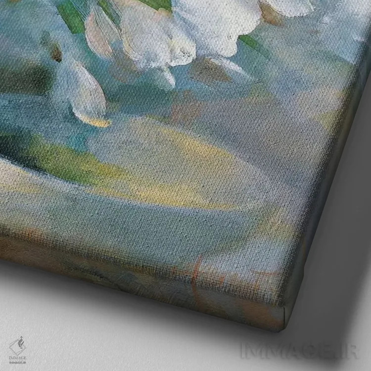 تابلو لالههای سفید درخشان ۱ اثر ویلم هنراتس - نمای نزدیک بافت بوم