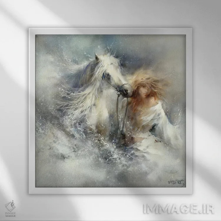 تابلو صحنهای در آب اثر ویلم هنراتس - نمای قابدار سفید