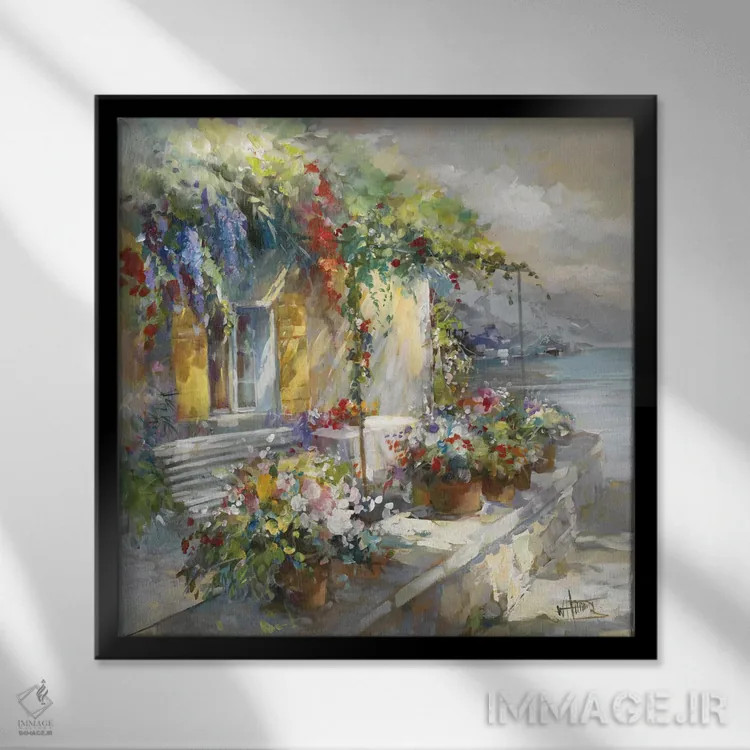 تابلو ایوان کنار دریا اثر ویلم هنراتس - نمای قابدار مشکی