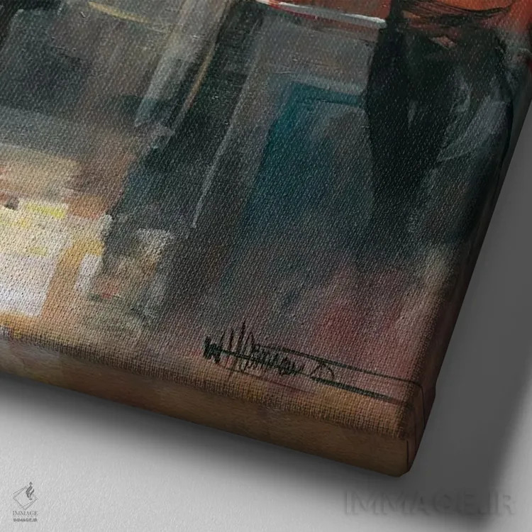 تابلو قرار ملاقات ۲ اثر ویلم هنراتس - نمای نزدیک بافت بوم