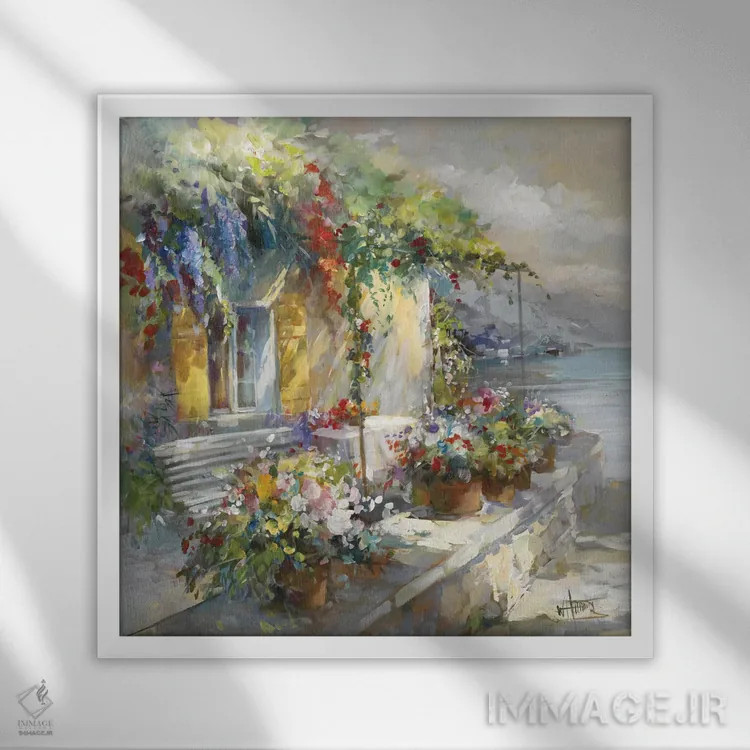 تابلو ایوان کنار دریا اثر ویلم هنراتس - نمای قابدار سفید