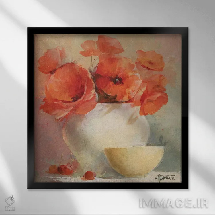 تابلو شقایقهای دوستداشتنی ۲ اثر ویلم هنراتس - نمای قابدار مشکی