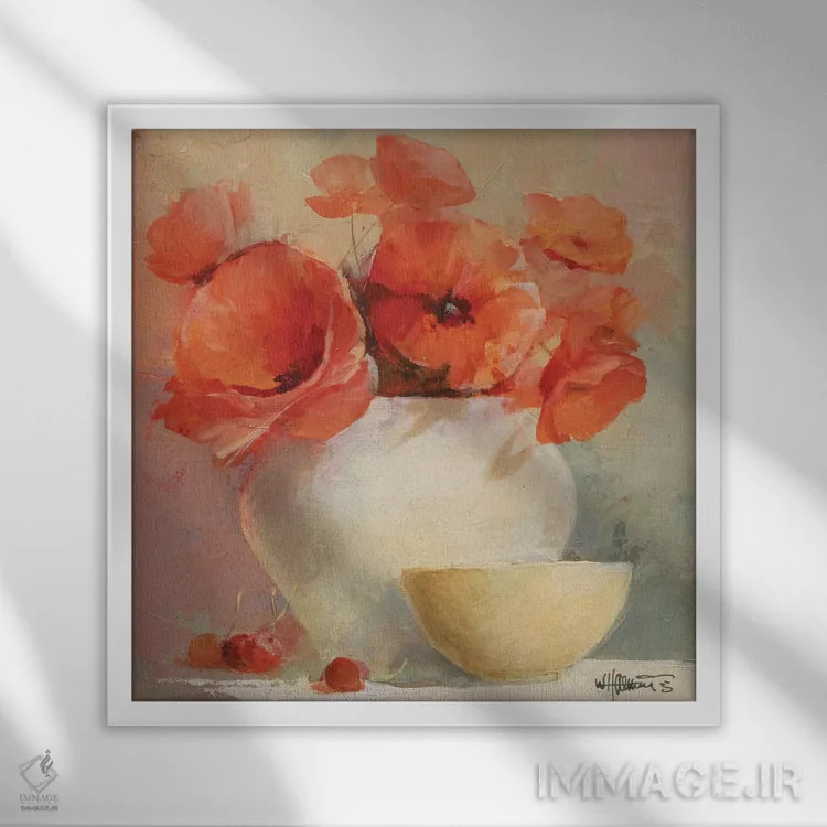 تابلو شقایقهای دوستداشتنی ۲ اثر ویلم هنراتس - نمای قابدار سفید