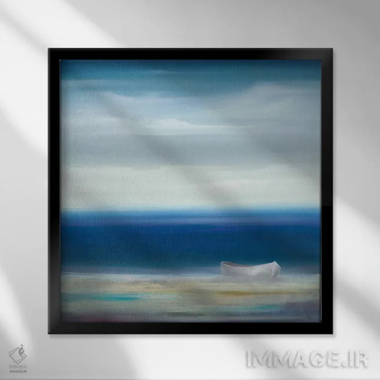تابلو قایق در ساحل اثر کیسی هکستون - نمای قابدار مشکی