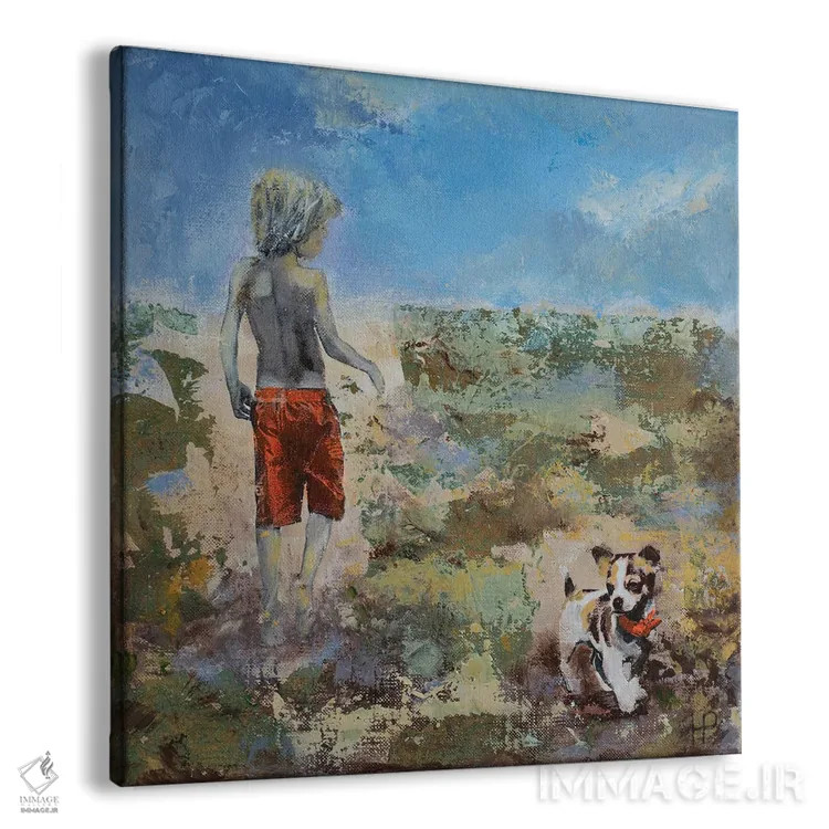 تابلو پسر، سگ و ساحل طلایی اثر هانک پرهبوم - نمای پرسپکتیو محصول