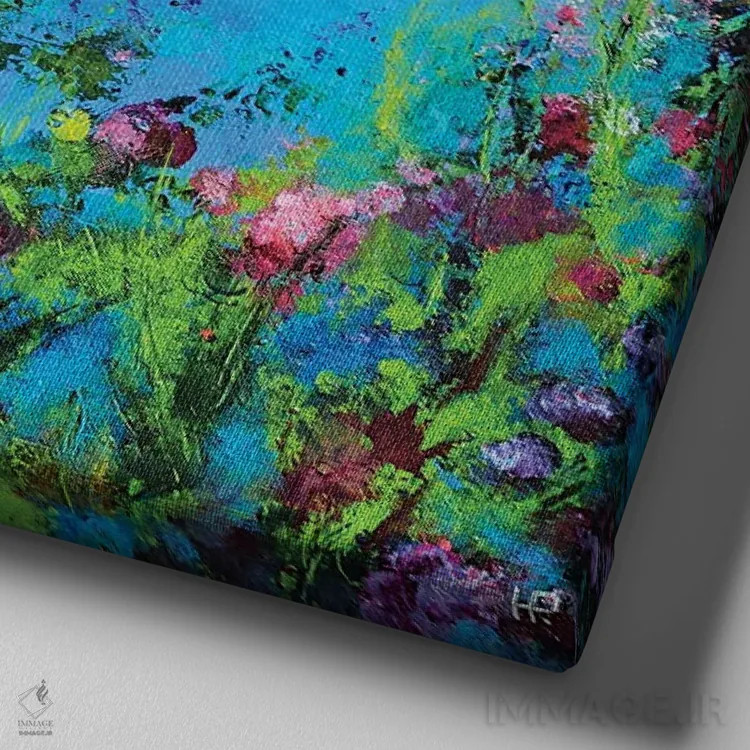 تابلو گلهای باغ من ۲ اثر هانک پرهبوم - نمای نزدیک بافت بوم