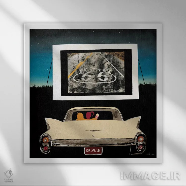 تابلو سینمای روباز اثر کیسی هکستون - نمای قابدار سفید