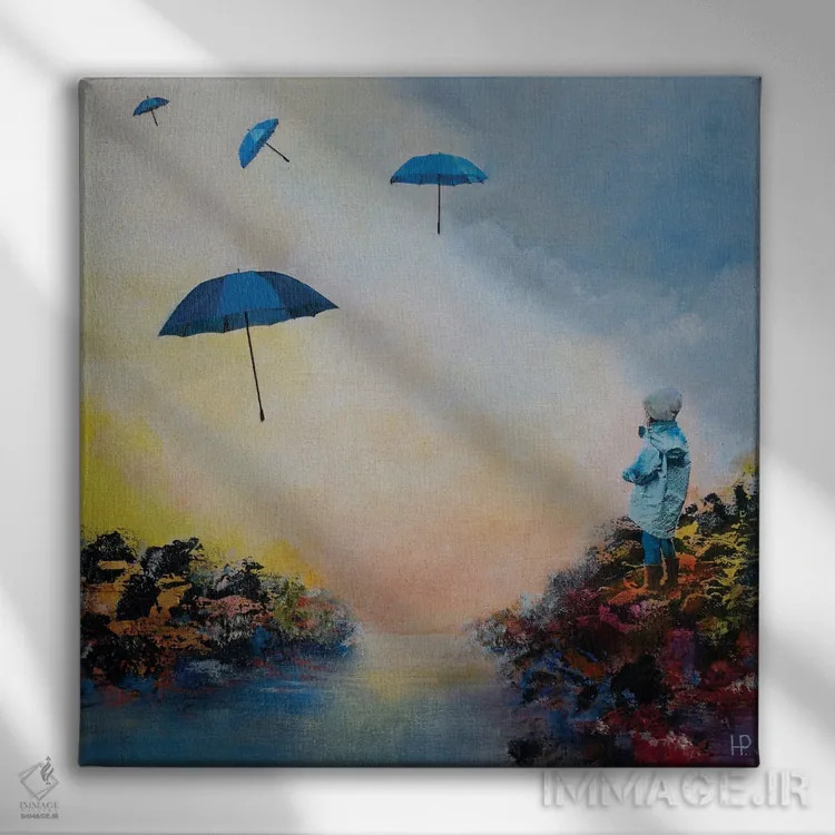 تابلو دختر روی کنار رودخانه ۱ اثر هانک پرهبوم - نمای روبهرو روی دیوار