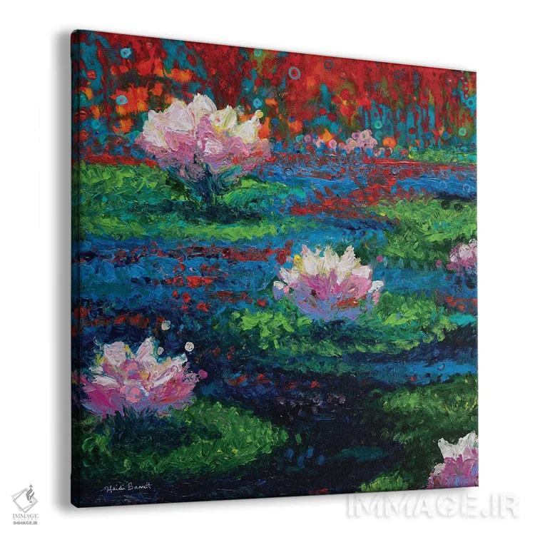 تابلو نیلوفرهای آبی اثر هایدی بارنت - نمای پرسپکتیو محصول