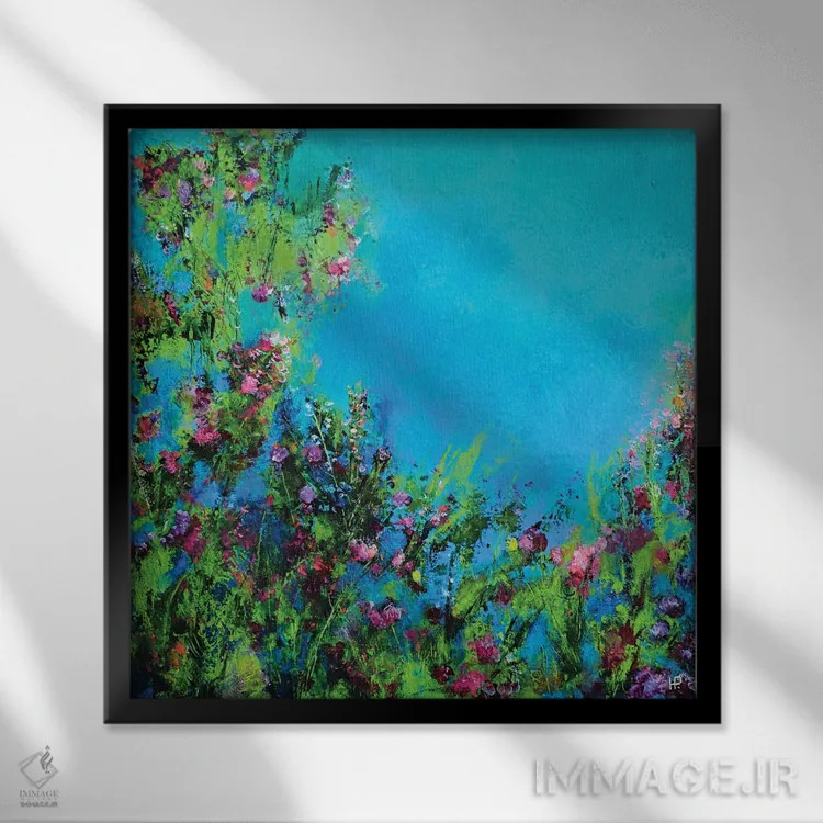 تابلو گلهای باغ من ۲ اثر هانک پرهبوم - نمای قابدار مشکی