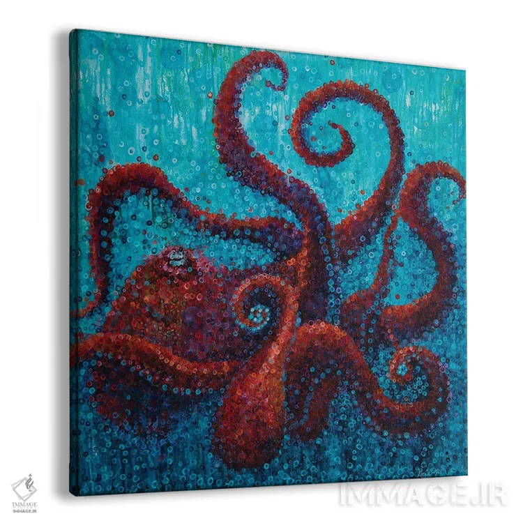 تابلو اختاپوس قرمز اثر هایدی بارنت - نمای پرسپکتیو محصول
