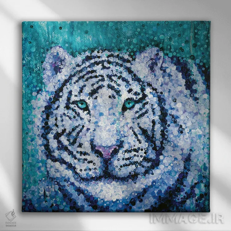 تابلو ببر سفید اثر هایدی بارنت - نمای روبهرو روی دیوار