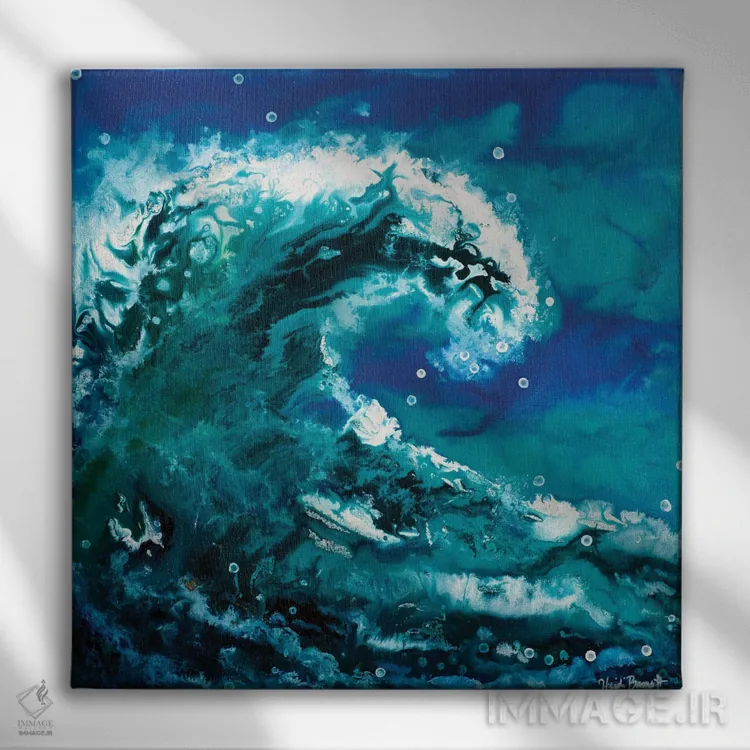 تابلو موج اقیانوس اثر هایدی بارنت - نمای روبهرو روی دیوار
