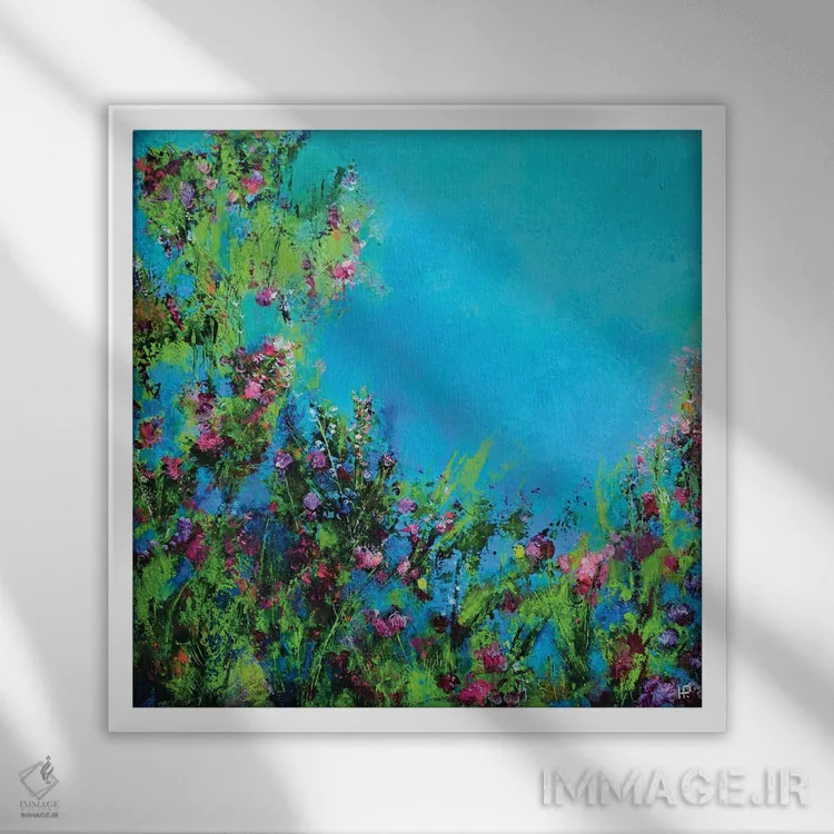 تابلو گلهای باغ من ۲ اثر هانک پرهبوم - نمای قابدار سفید