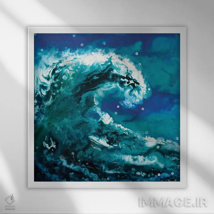 تابلو موج اقیانوس اثر هایدی بارنت - نمای قابدار سفید