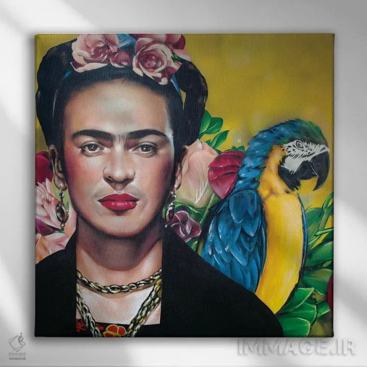 تابلو فریدا کالو (نقاش مکزیکی) اثر ژوس هوپنبرورز - نمای روبهرو روی دیوار