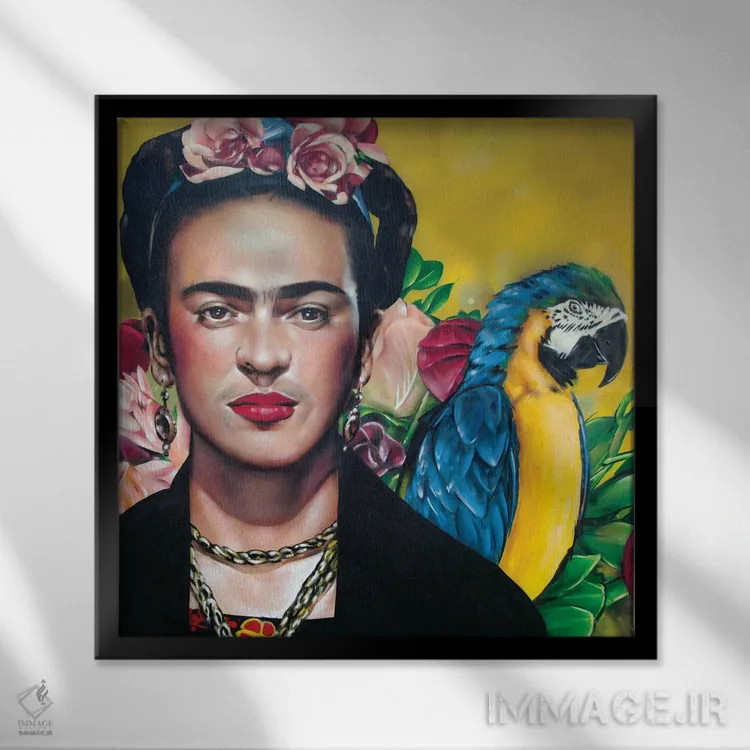 تابلو فریدا کالو (نقاش مکزیکی) اثر ژوس هوپنبرورز - نمای قابدار مشکی