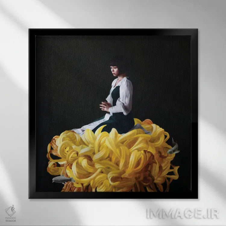 تابلو دوشیزه روی داوودی اثر تاکاهیرو هیربایاشی - نمای قابدار مشکی