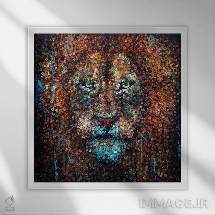 تابلو پادشاه حیوانات اثر هایدی بارنت - نمای قابدار سفید