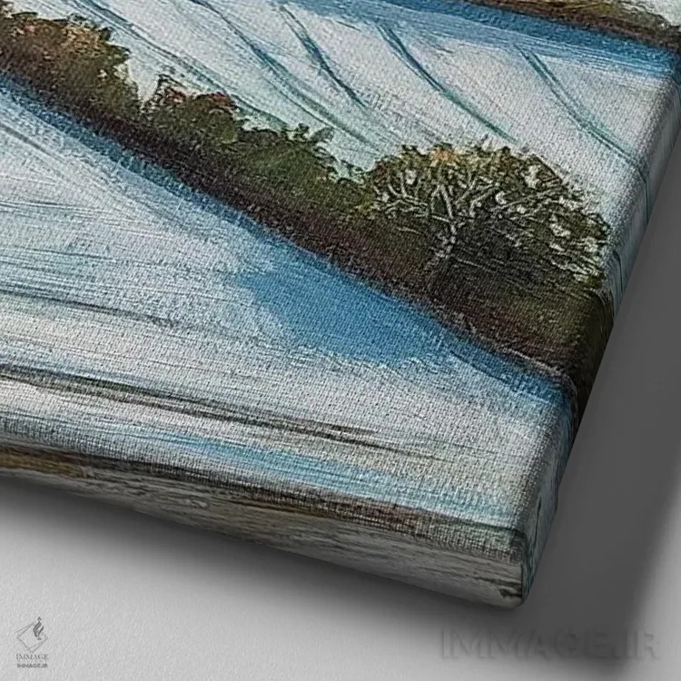 تابلو مزارع زمستانی اثر هایدی کلاوسون - نمای نزدیک بافت بوم