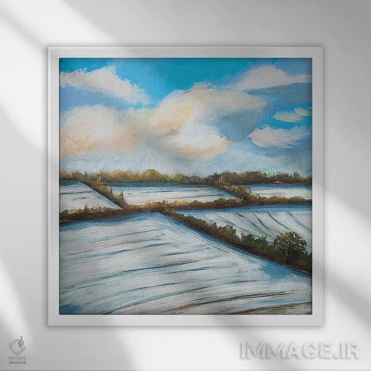 تابلو مزارع زمستانی اثر هایدی کلاوسون - نمای قابدار سفید