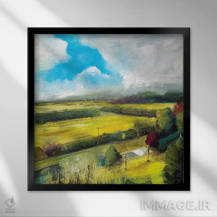 تابلو مزارع اوایل پاییز اثر هایدی کلاوسون - نمای قابدار مشکی
