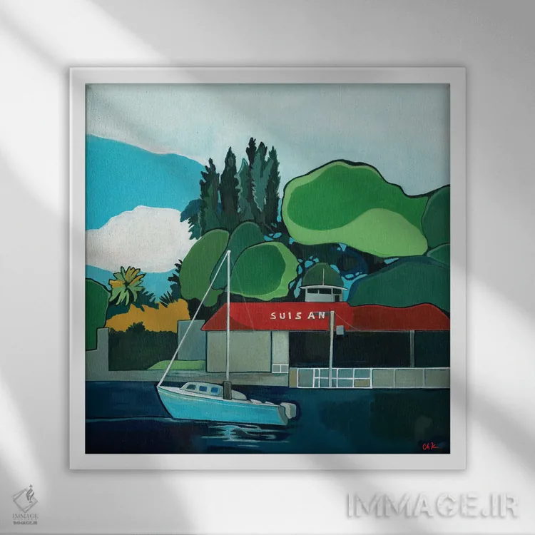 تابلو بازار ماهی هیلُو اثر هیدن هیل - نمای قابدار سفید